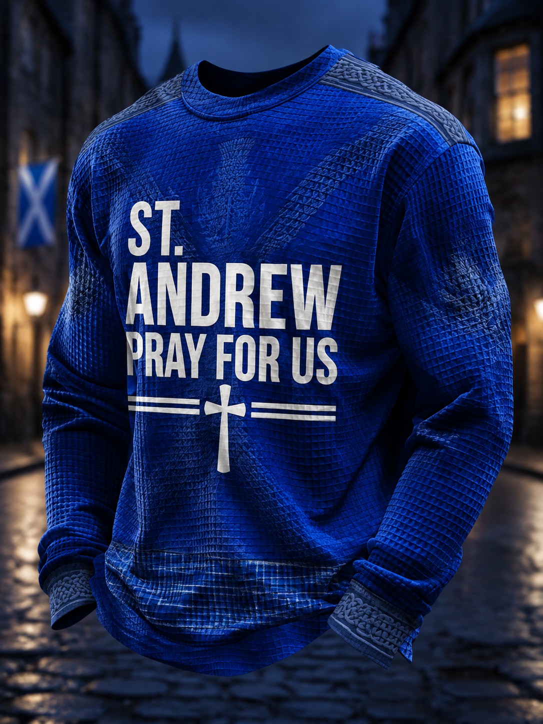 Men's Scotland St. Andrew's Day Printed Waffle Long Sleeve T-Shirt