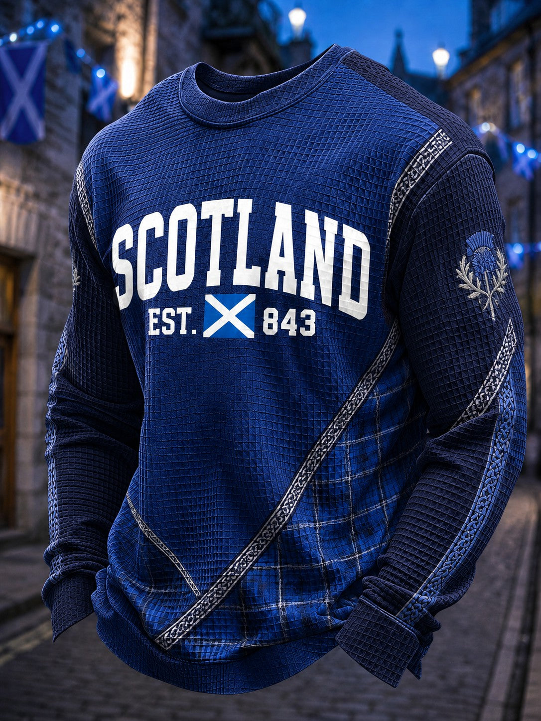 Men's Scotland St. Andrew's Day Printed Waffle Long Sleeve T-Shirt