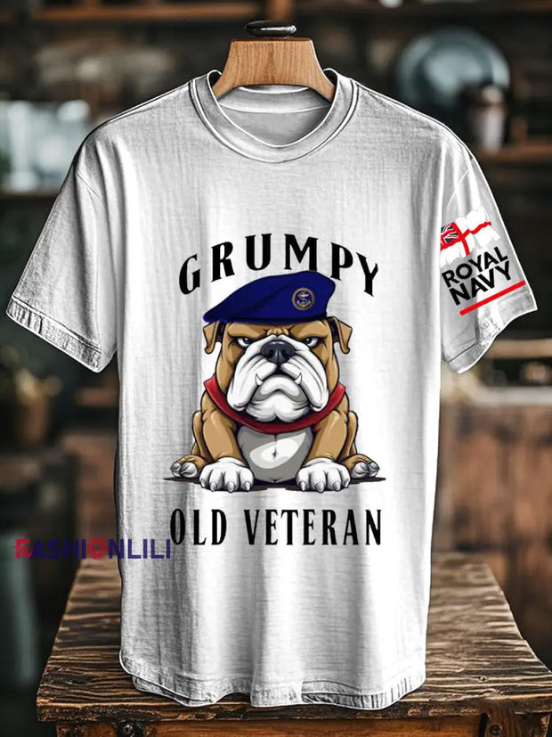 Unisex Royal Navy Grumpy Old Veteran Printed T-shirt
