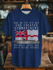 Unisex Vintage God Created Submariners Print Casual Tee