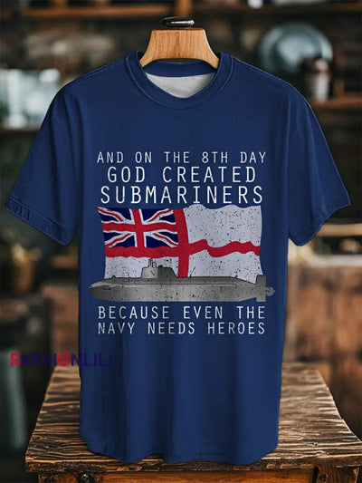 Unisex Vintage God Created Submariners Print Casual Tee