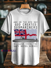 Unisex Vintage God Created Submariners Print Casual Tee